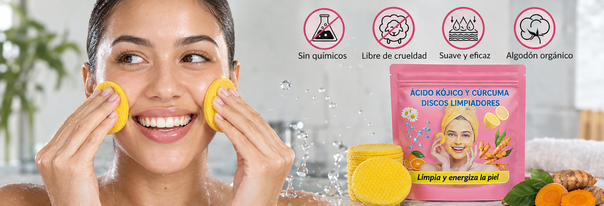 Discos Limpiadores Faciales de Cúrcuma y Ácido Kójico – Exfoliantes para el Cuidado Diario de la Piel