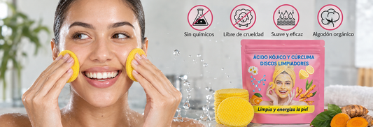Discos Limpiadores Faciales de Cúrcuma y Ácido Kójico – Exfoliantes para el Cuidado Diario de la Piel