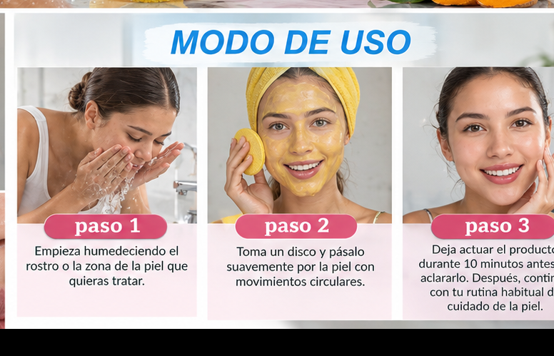 Discos Limpiadores Faciales de Cúrcuma y Ácido Kójico – Exfoliantes para el Cuidado Diario de la Piel